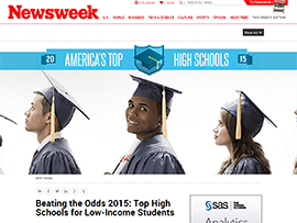 Newsweek webpage for top highschools that beat the odds