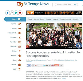 SUCCESS Academy in the St. George News for 'beating the odds'